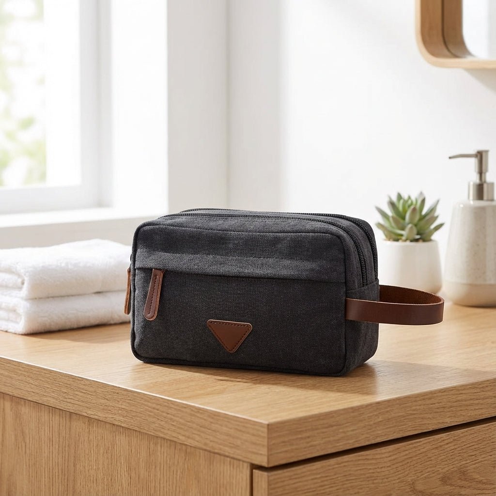 Double Compartment Toiletry Bag with Waterproof Lining – Durable Canvas Travel Organizer for Men and Women 1