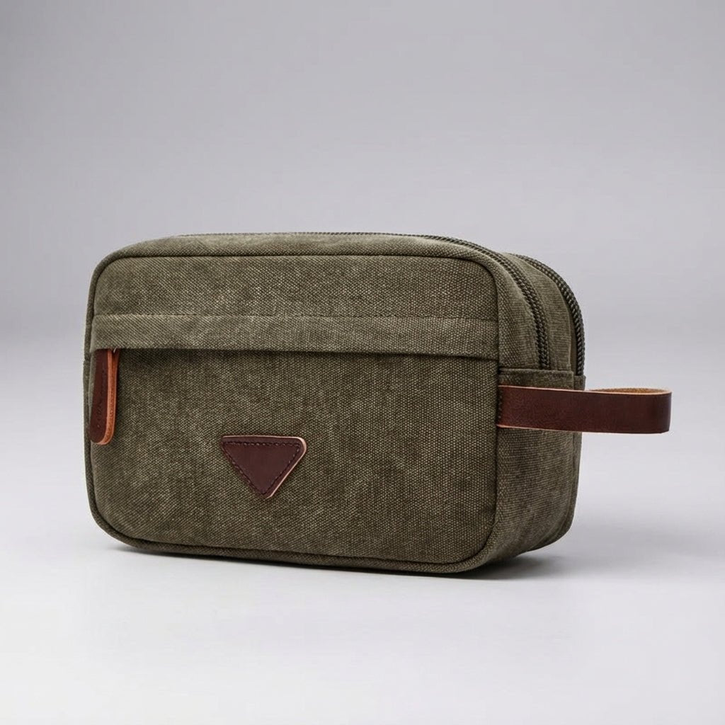 Double Compartment Toiletry Bag with Waterproof Lining – Durable Canvas Travel Organizer for Men and Women 6