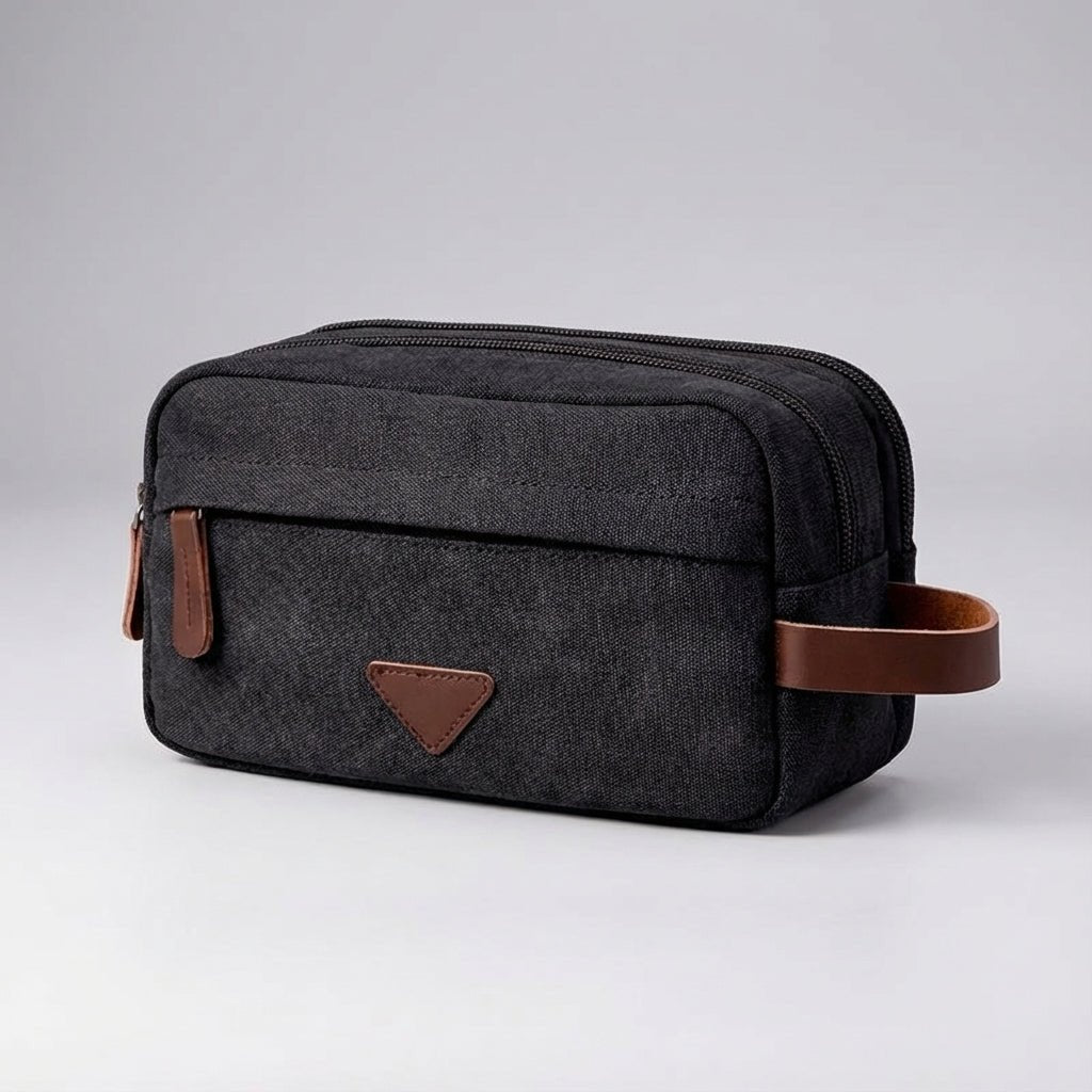 Double Compartment Toiletry Bag with Waterproof Lining – Durable Canvas Travel Organizer for Men and Women 5