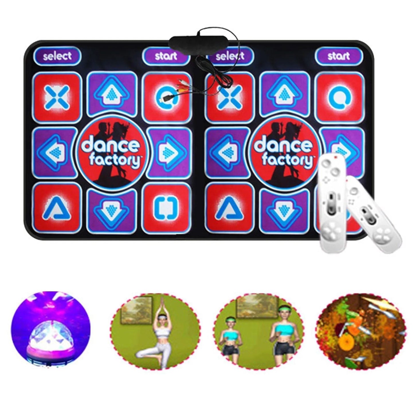 Double Dance Mat with Remote Control, featuring a non-slip design for PC and TV use, perfect for interactive fitness and rhythmic dance workouts. 2