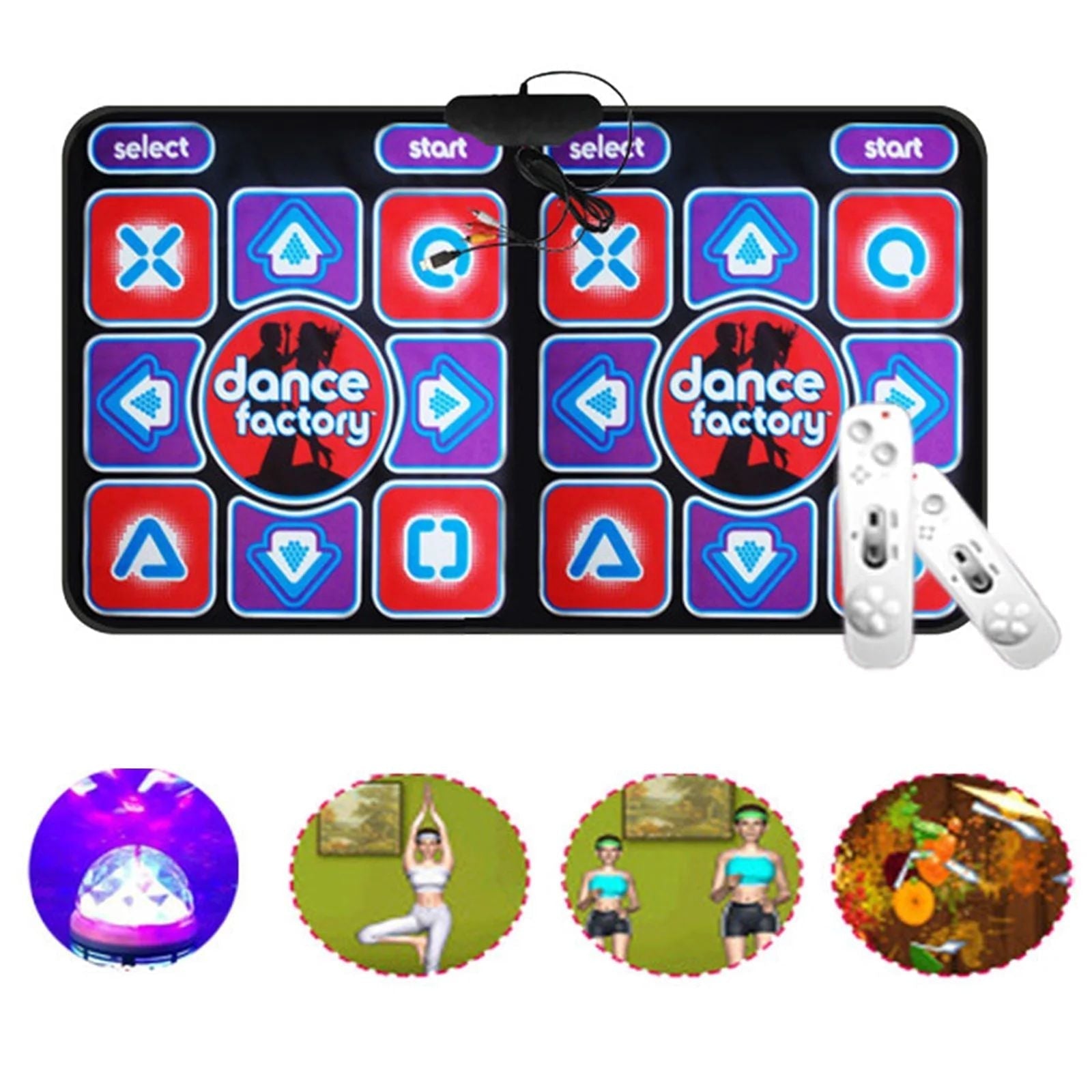 Double Dance Mat with Remote Control, featuring a non-slip design for PC and TV use, perfect for interactive fitness and rhythmic dance workouts. 2