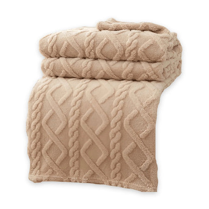 Double-layer fleece blanket featuring a stylish geometric design, perfect for cozying up on chilly nights; soft, breathable, and machine washable plush throw blanket ideal 1