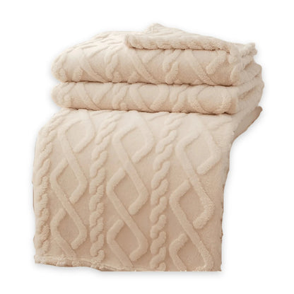 Double-layer fleece blanket featuring a stylish geometric design, perfect for cozying up on chilly nights; soft, breathable, and machine washable plush throw blanket ideal 7