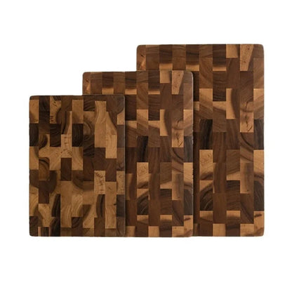 Double-sided wooden cutting board featuring drainage grooves, ideal for meal prep and versatile kitchen use. 5