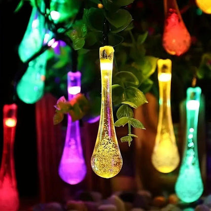 Droplet-Shaped Outdoor String Lights