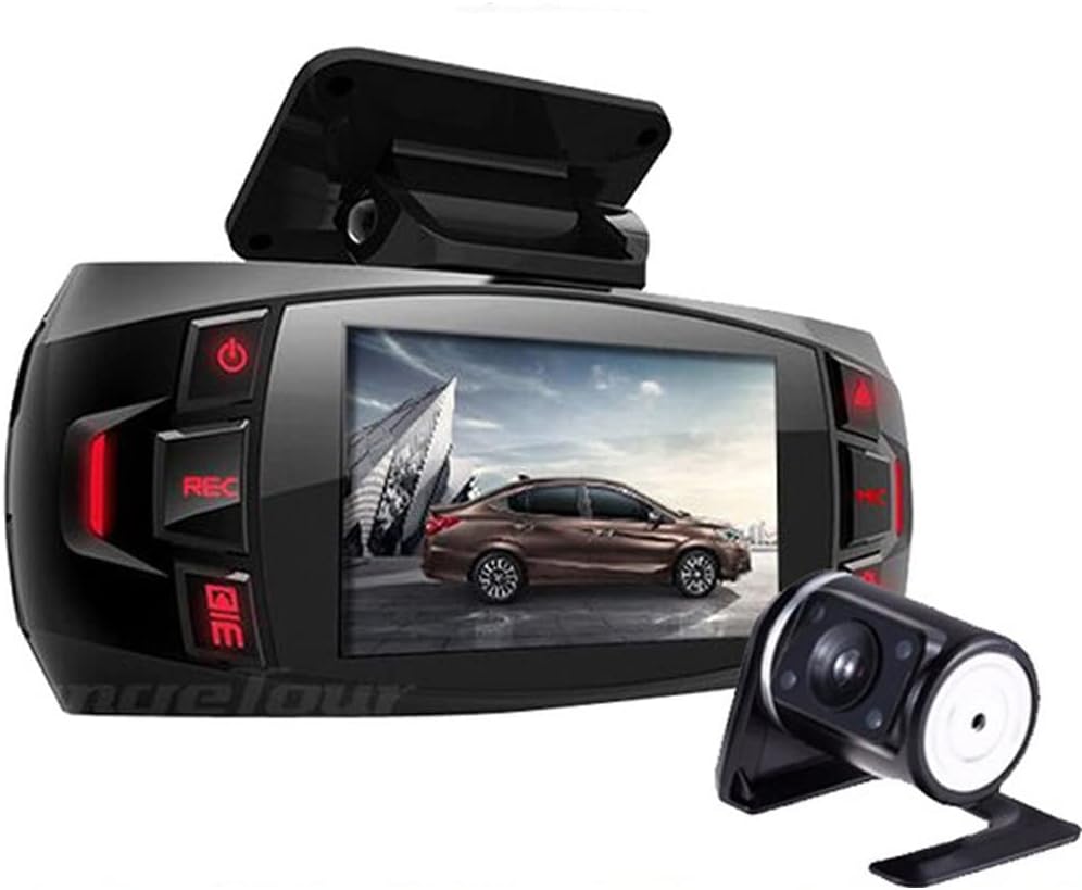 Dual camera dash cam for car featuring 170° wide angle lenses and full HD recording, providing comprehensive front and rear coverage for enhanced safety and security on 0