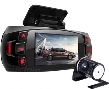 Dual camera dash cam for car featuring 170° wide angle lenses and full HD recording, providing comprehensive front and rear coverage for enhanced safety and security on 0