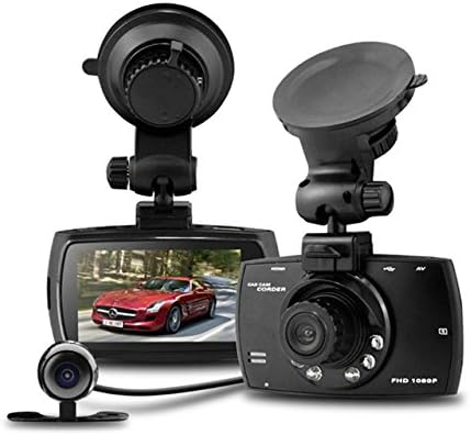 Dual lens dash cam for car featuring night vision and G-sensor, offering 1080P full HD quality and a 140° wide-angle view 0