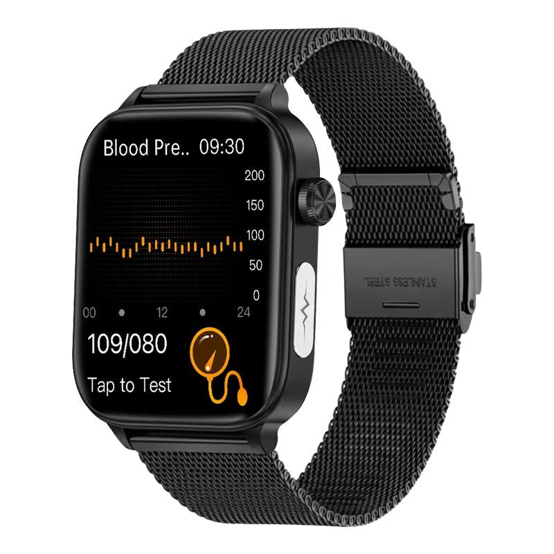 ECG health monitoring smart watch with Bluetooth calling, IP68 water resistance, and fitness tracking features including sleep analysis. 1