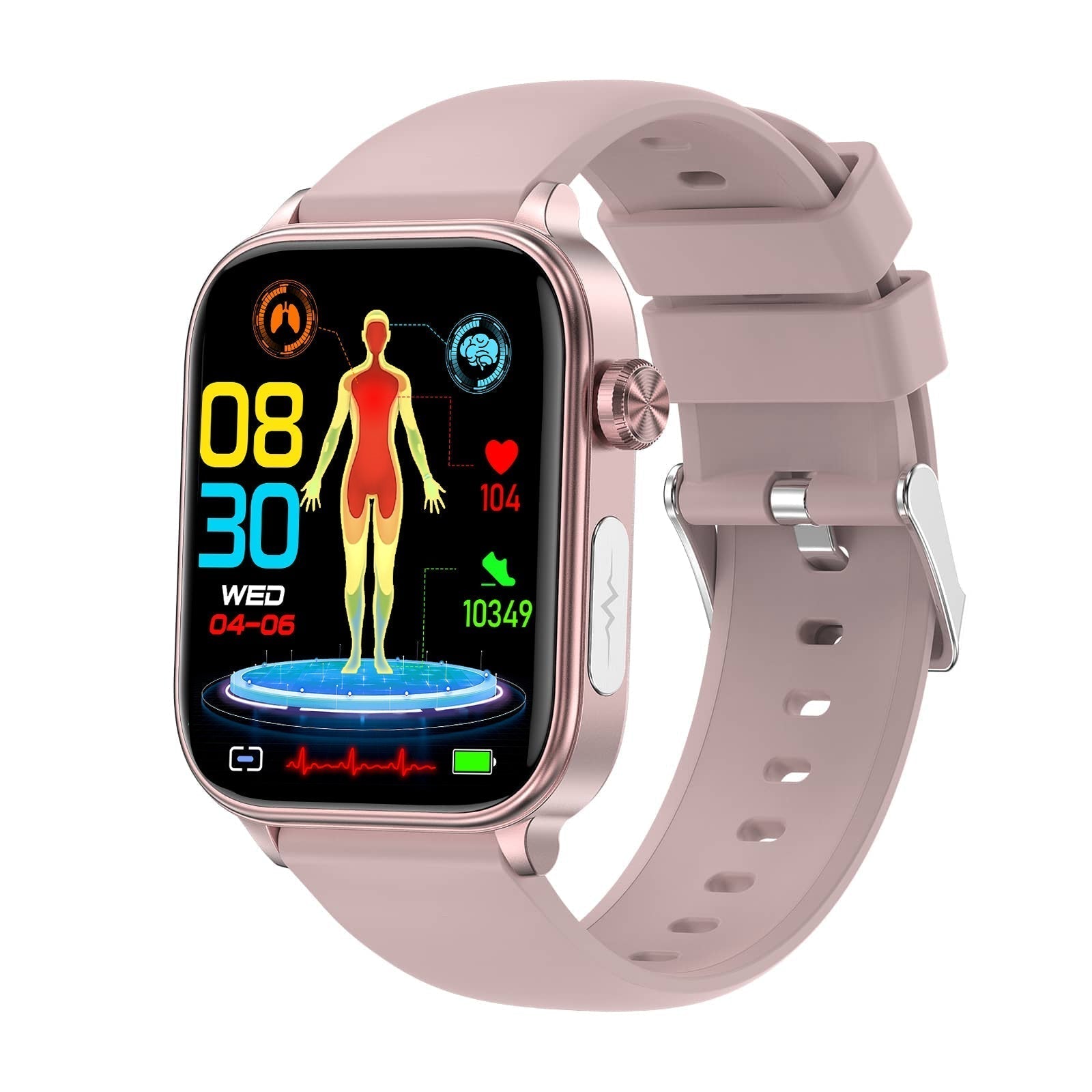 ECG health monitoring smart watch with Bluetooth calling, IP68 water resistance, and fitness tracking features including sleep analysis. 0