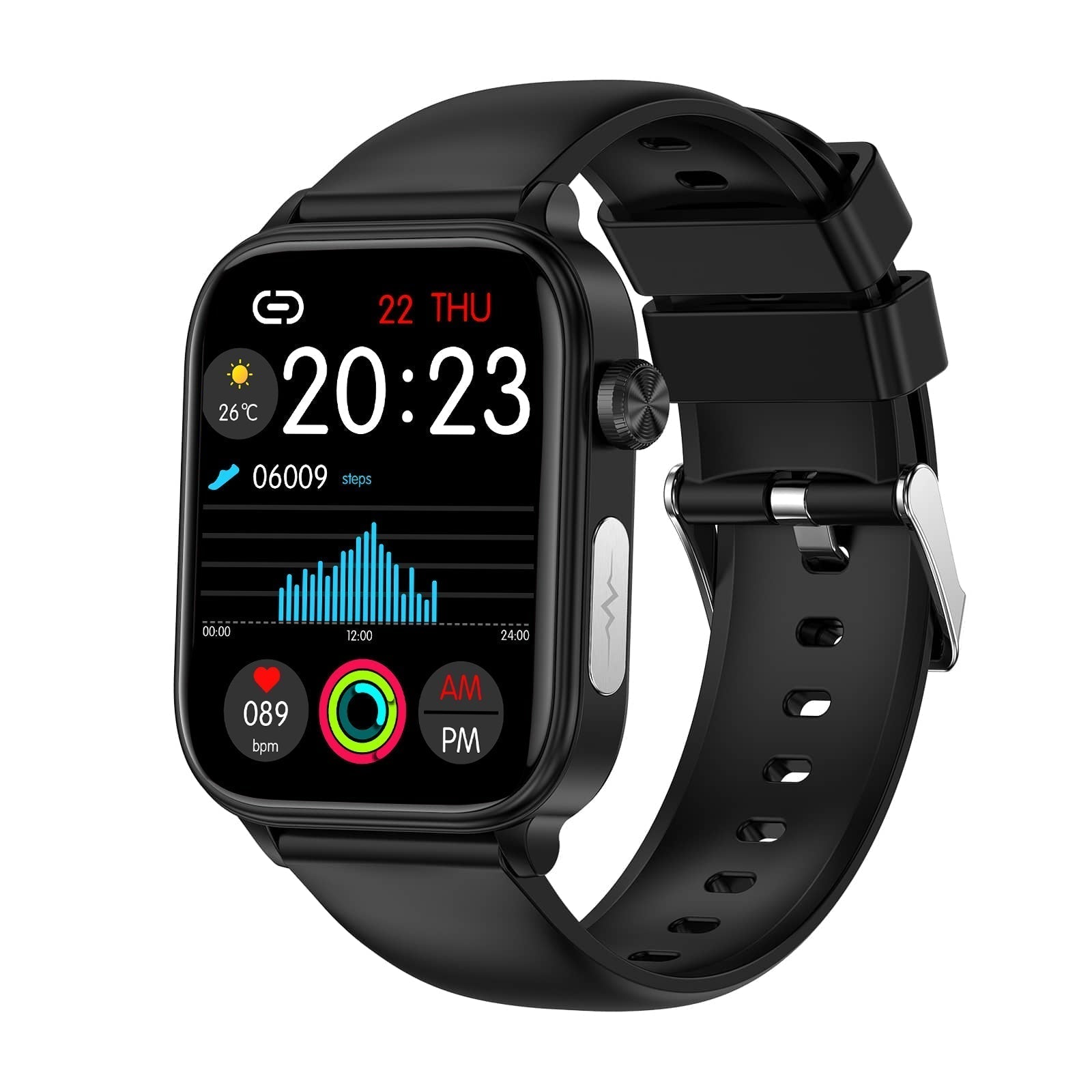 ECG health monitoring smart watch with Bluetooth calling, IP68 water resistance, and fitness tracking features including sleep analysis. 2