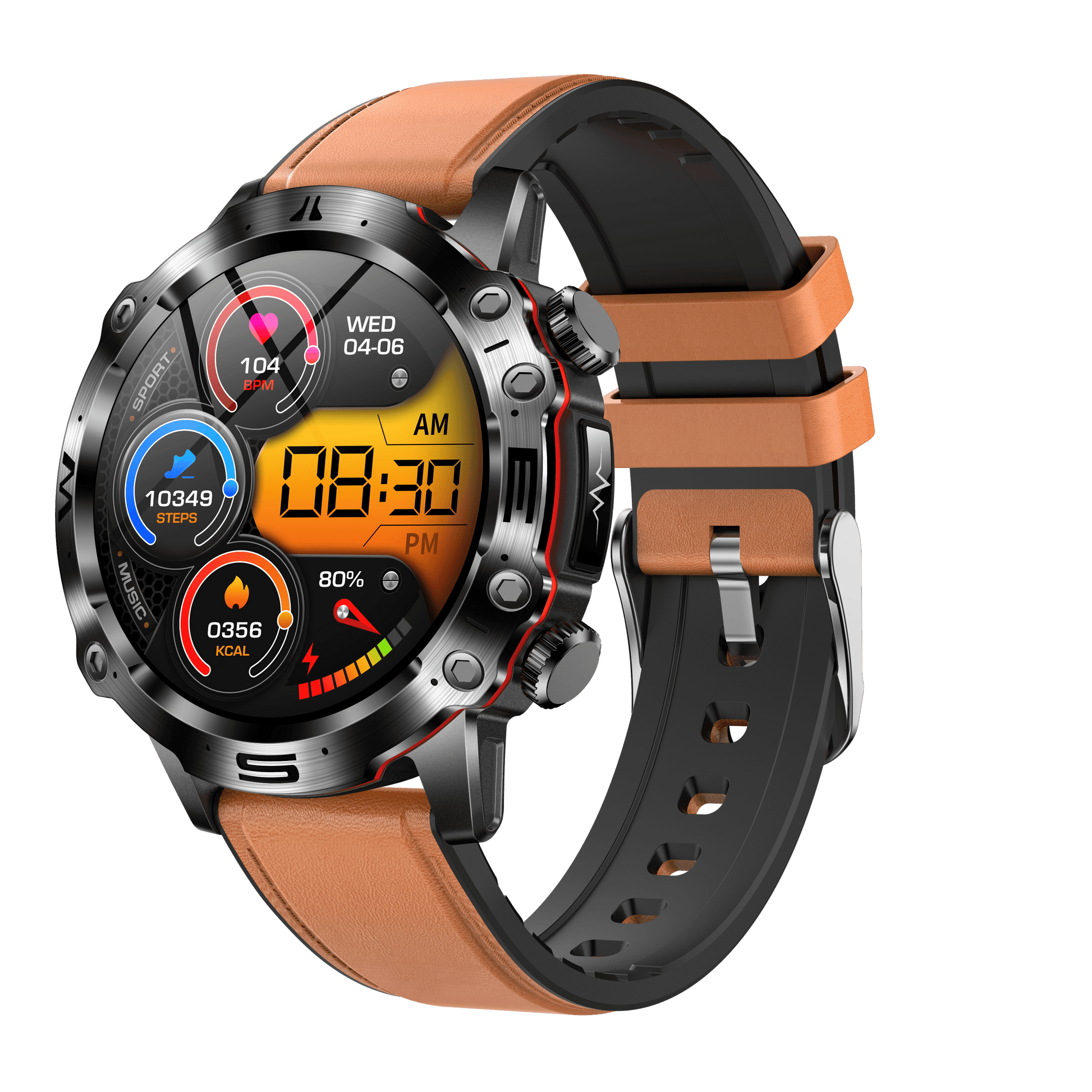 ECG Smartwatch featuring an AMOLED display, designed for health tracking and fitness monitoring with Bluetooth connectivity. 5