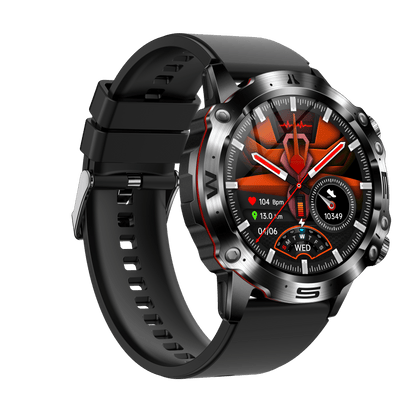 ECG Smartwatch featuring an AMOLED display, designed for health tracking and fitness monitoring with Bluetooth connectivity. 6