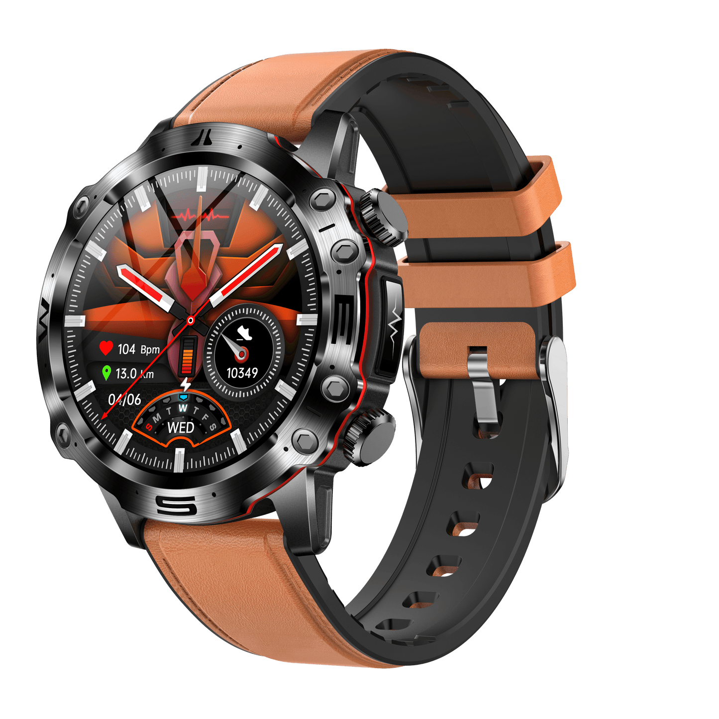 ECG Smartwatch featuring an AMOLED display, designed for health tracking and fitness monitoring with Bluetooth connectivity. 2