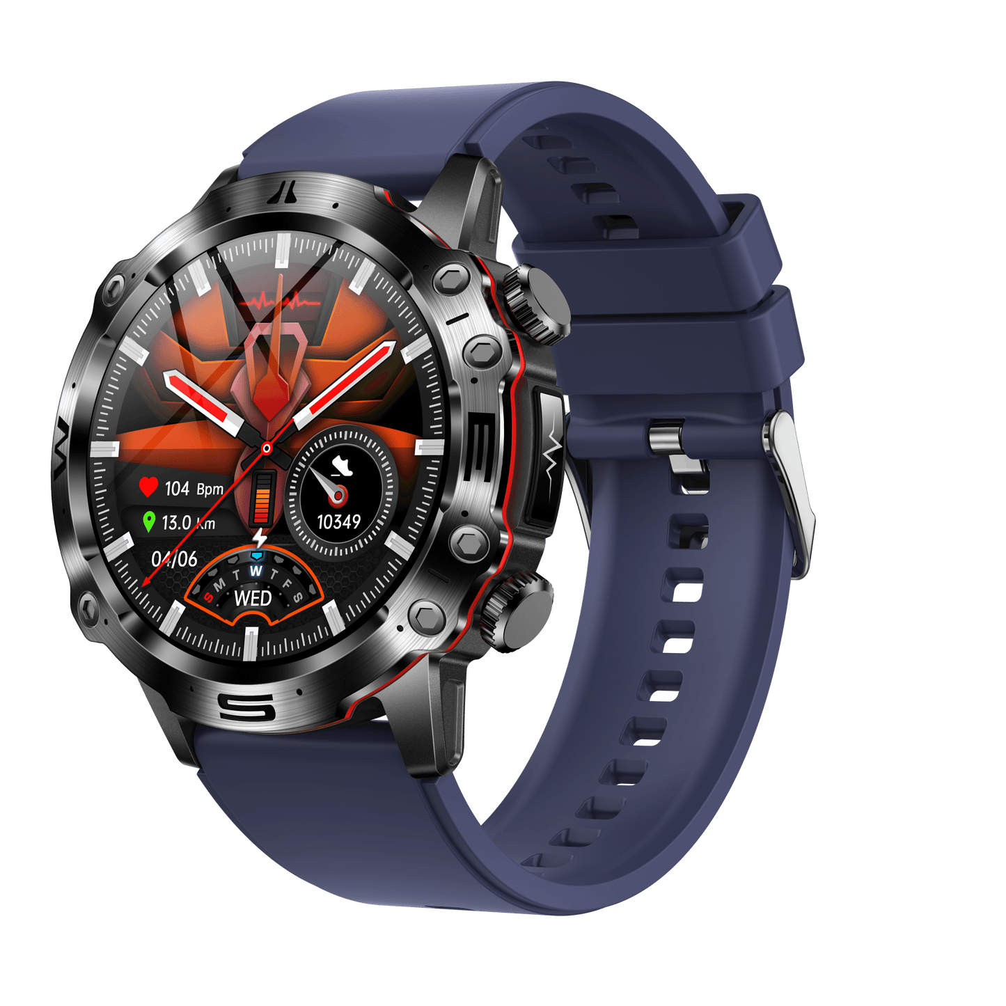 ECG Smartwatch featuring an AMOLED display, designed for health tracking and fitness monitoring with Bluetooth connectivity. 3