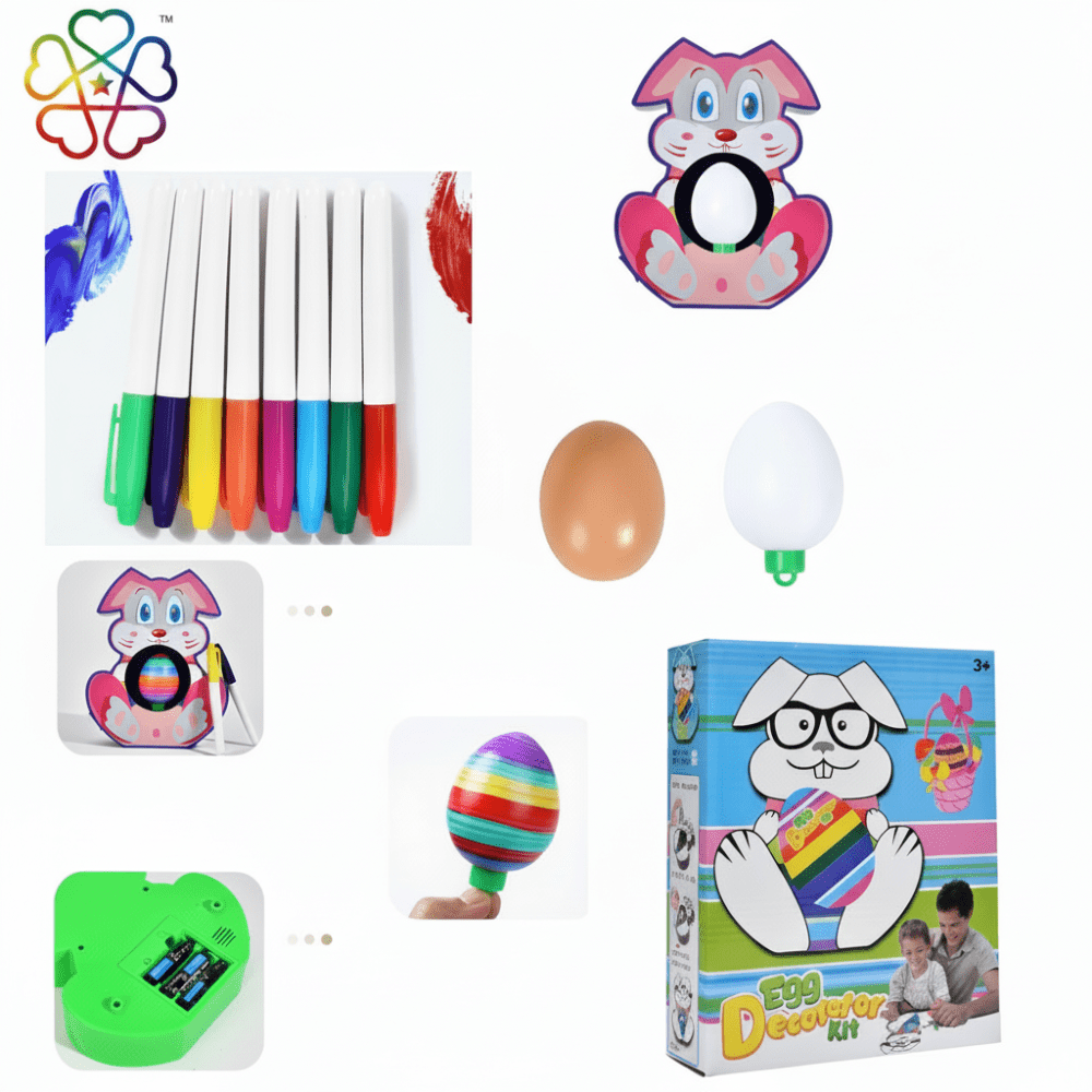 Egg Decorating Spinner Kit featuring non-toxic markers for easy and mess-free DIY Easter crafts and art activities. 6