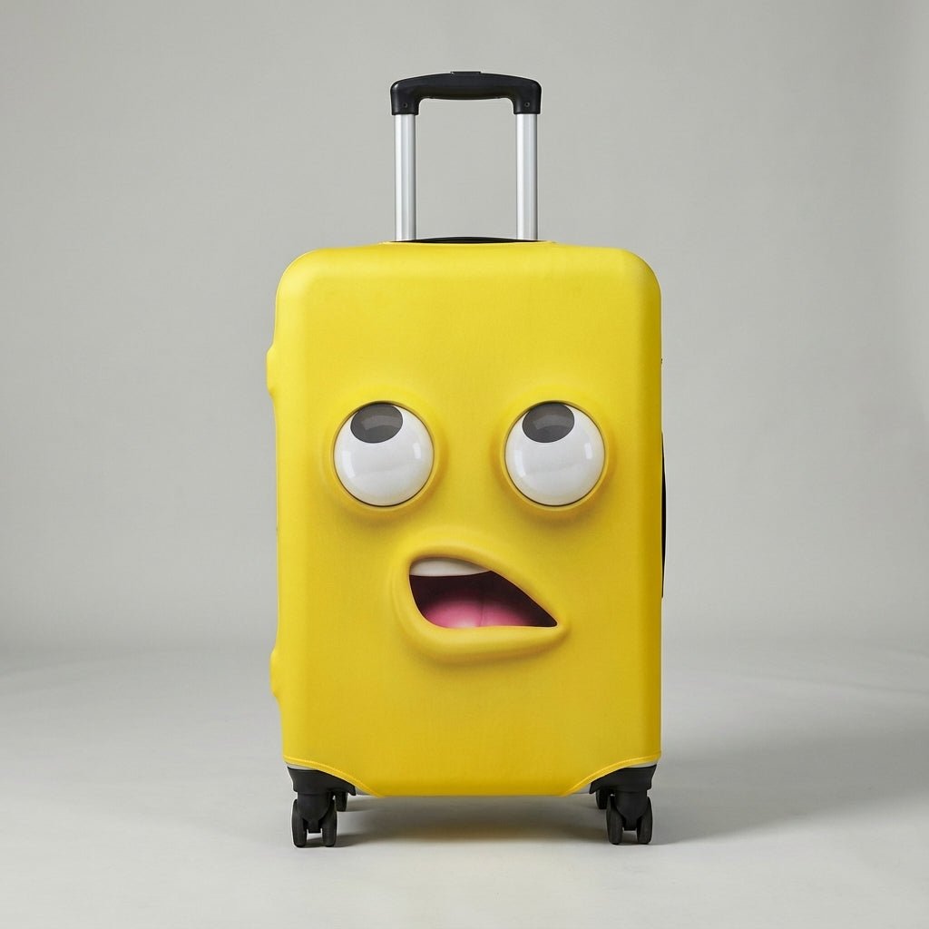 Elastic luggage cover for suitcases 46-81 cm, featuring a cheerful print design, stretchable protection, and machine washable material for durable travel safety 2