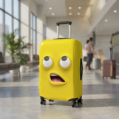 Elastic luggage cover for suitcases 46-81 cm, featuring a cheerful print design, stretchable protection, and machine washable material for durable travel safety 1