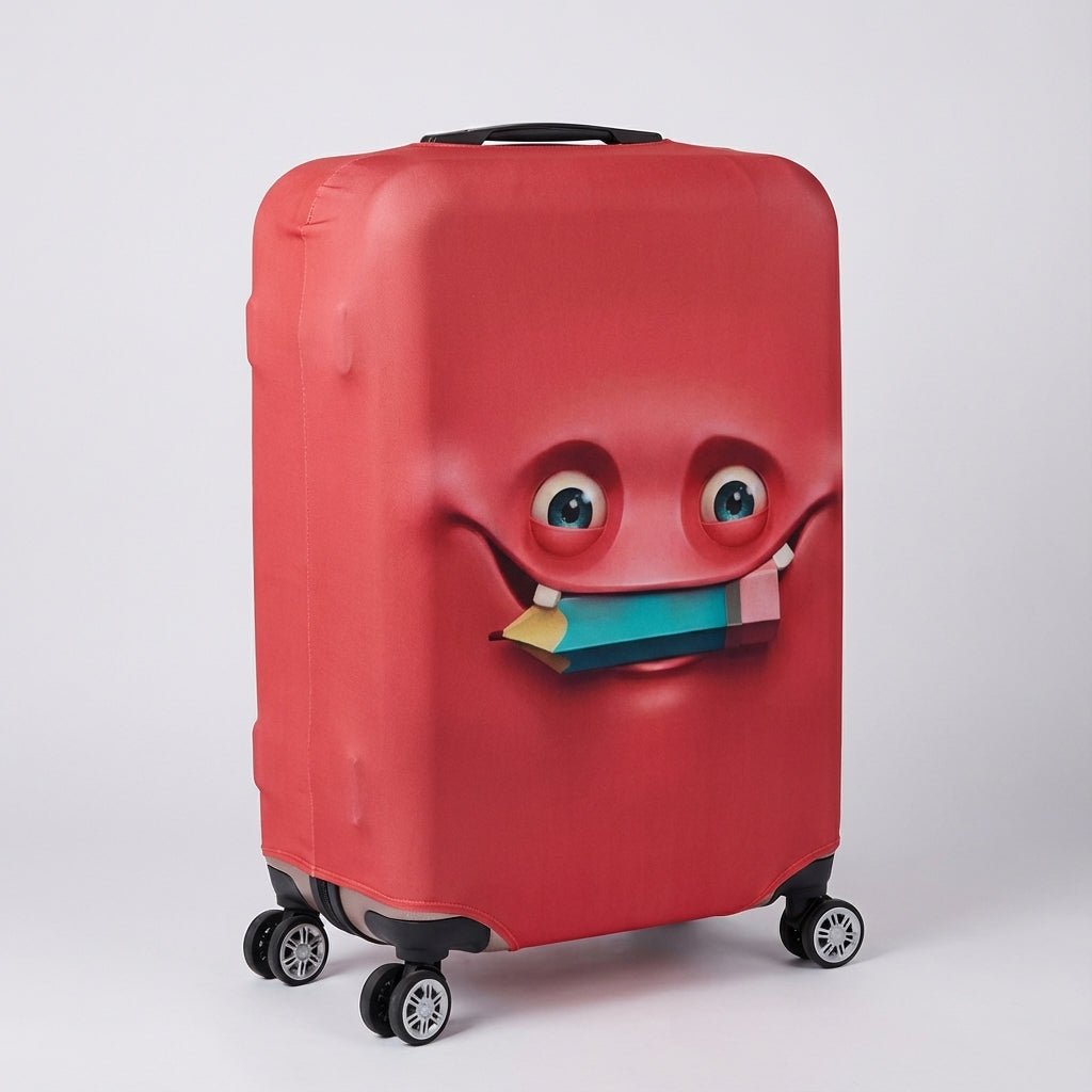 Elastic luggage cover for suitcases 46-81 cm, featuring a cheerful print design, stretchable protection, and machine washable material for durable travel safety 6