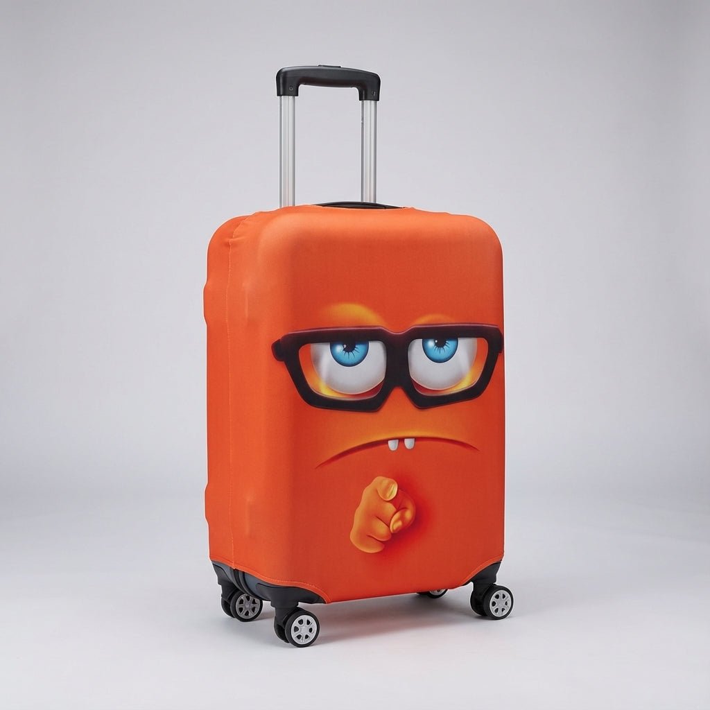 Elastic luggage cover for suitcases 46-81 cm, featuring a cheerful print design, stretchable protection, and machine washable material for durable travel safety 0