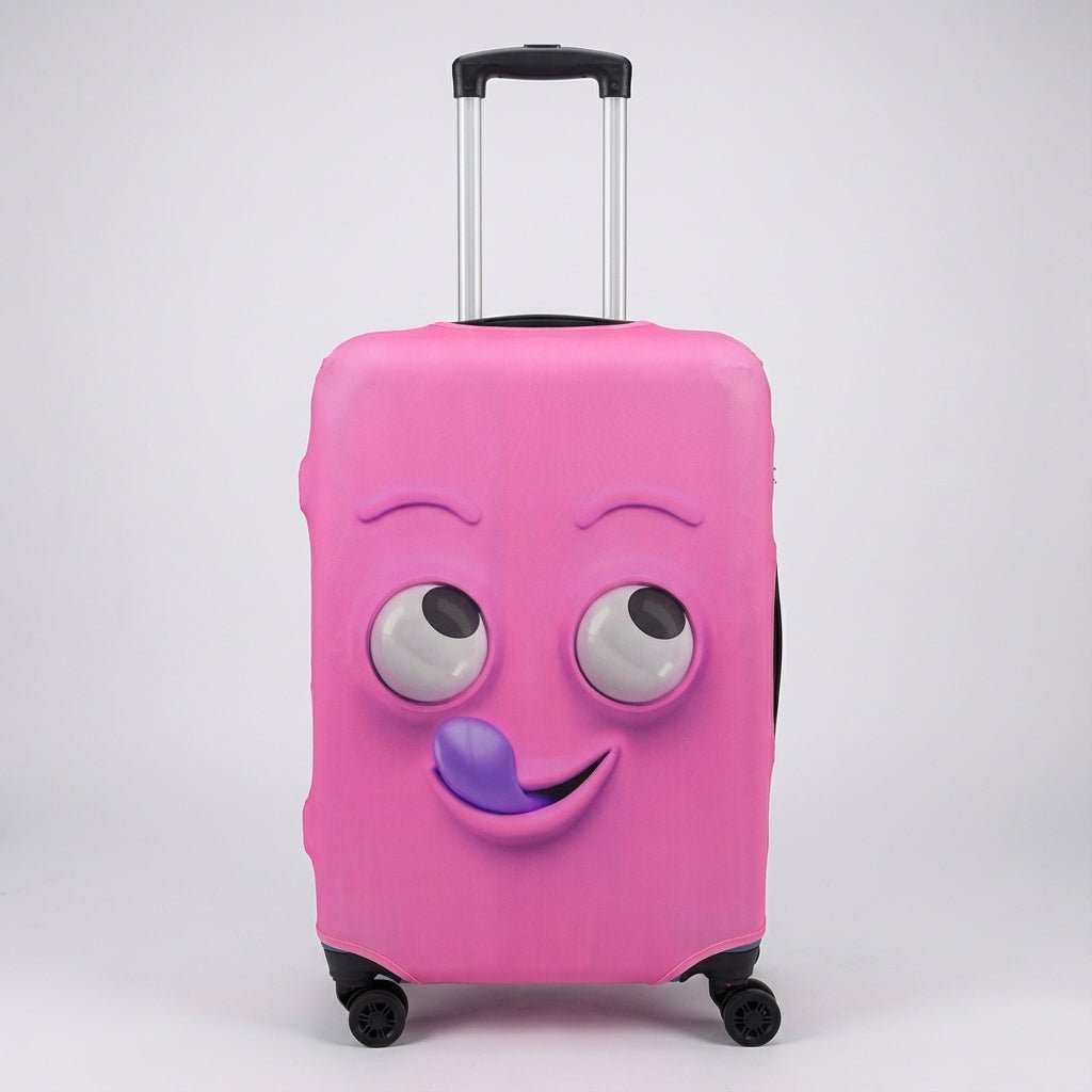 Elastic luggage cover for suitcases 46-81 cm, featuring a cheerful print design, stretchable protection, and machine washable material for durable travel safety 9