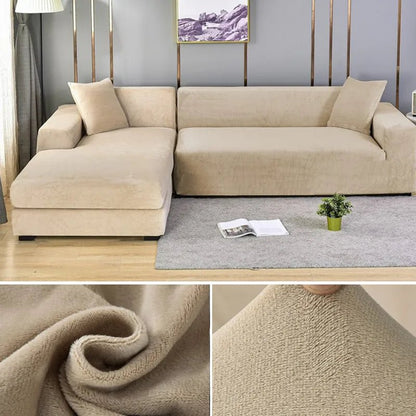 Elastic sofa cover featuring stain protection and a secure fit, designed as a washable slipcover for couches, ideal for pet-friendly homes. 19
