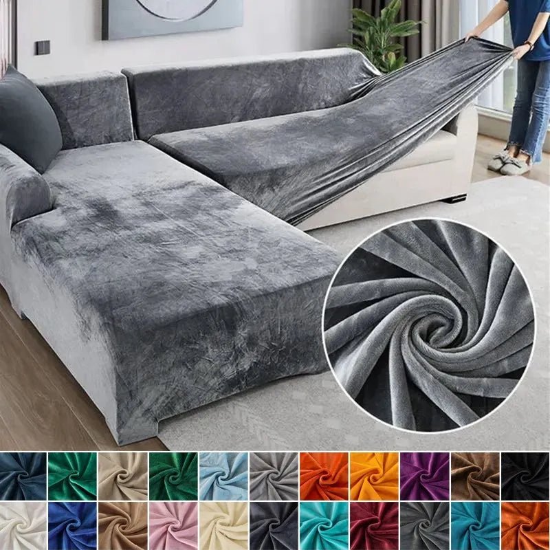 Elastic sofa cover featuring stain protection and a secure fit, designed as a washable slipcover for couches, ideal for pet-friendly homes. 1
