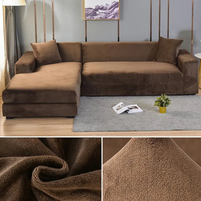 Elastic sofa cover featuring stain protection and a secure fit, designed as a washable slipcover for couches, ideal for pet-friendly homes. 11