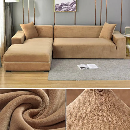 Elastic sofa cover featuring stain protection and a secure fit, designed as a washable slipcover for couches, ideal for pet-friendly homes. 9
