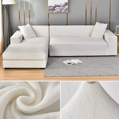 Elastic sofa cover featuring stain protection and a secure fit, designed as a washable slipcover for couches, ideal for pet-friendly homes. 13