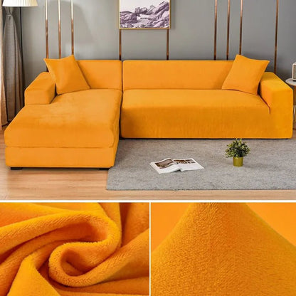 Elastic sofa cover featuring stain protection and a secure fit, designed as a washable slipcover for couches, ideal for pet-friendly homes. 10