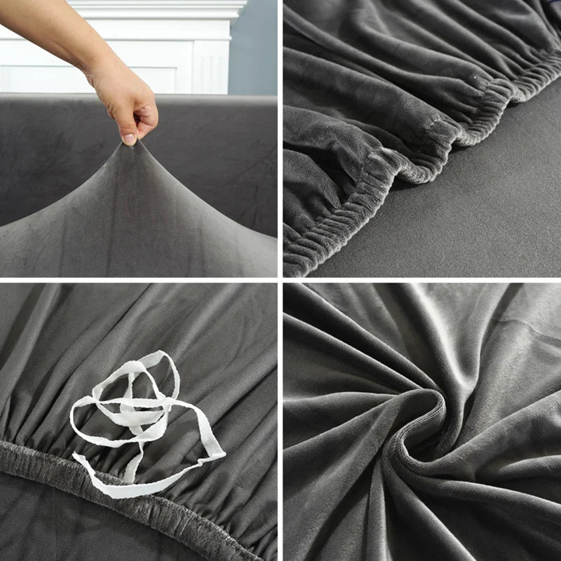 Elastic sofa cover featuring stain protection and a secure fit, designed as a washable slipcover for couches, ideal for pet-friendly homes. 4
