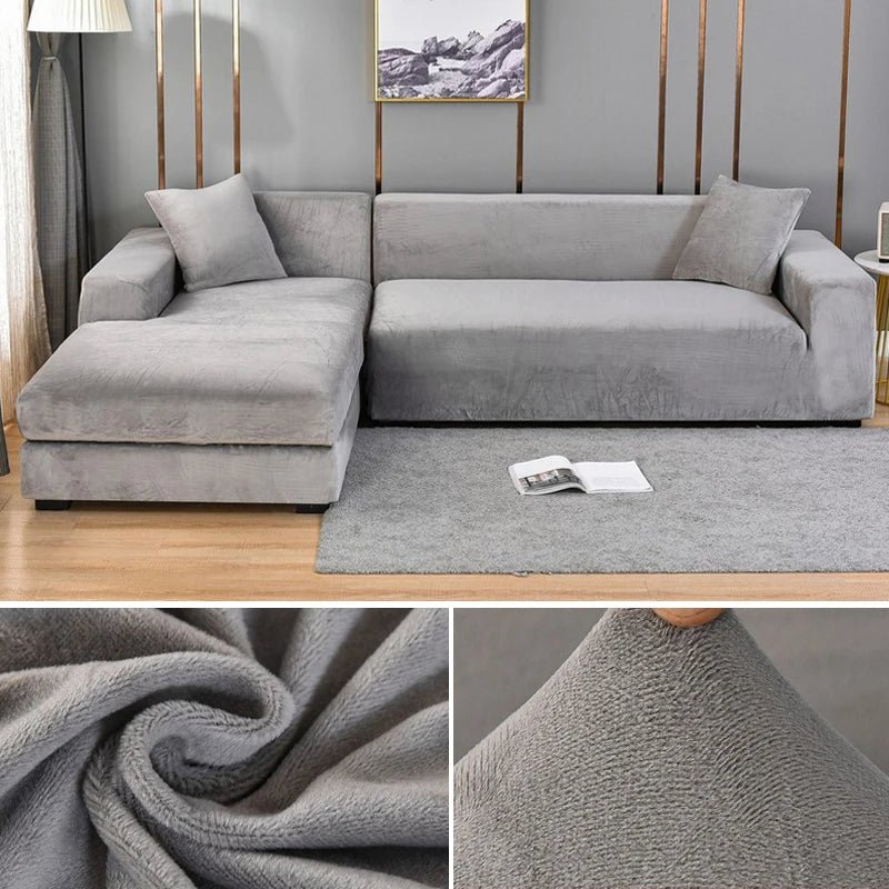 Elastic sofa cover featuring stain protection and a secure fit, designed as a washable slipcover for couches, ideal for pet-friendly homes. 8