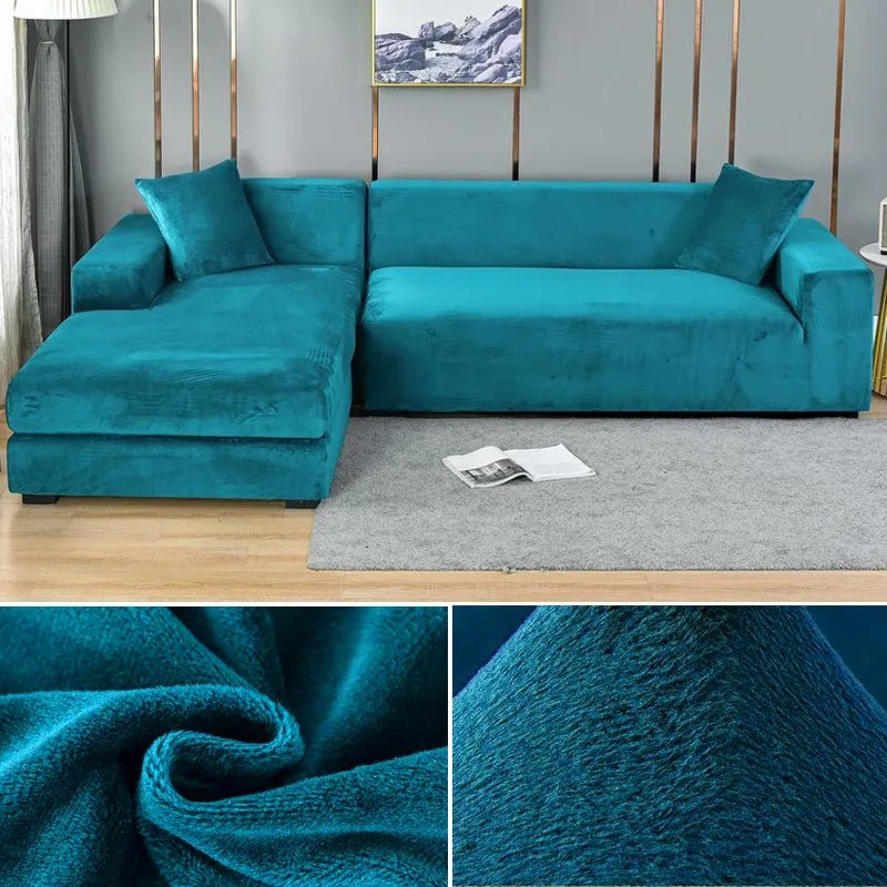 Elastic sofa cover featuring stain protection and a secure fit, designed as a washable slipcover for couches, ideal for pet-friendly homes. 14