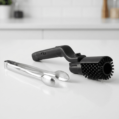 Electric BBQ Grill Brush designed for efficient grease removal, featuring a handheld powered cleaning tool ideal for barbecue grates. 2