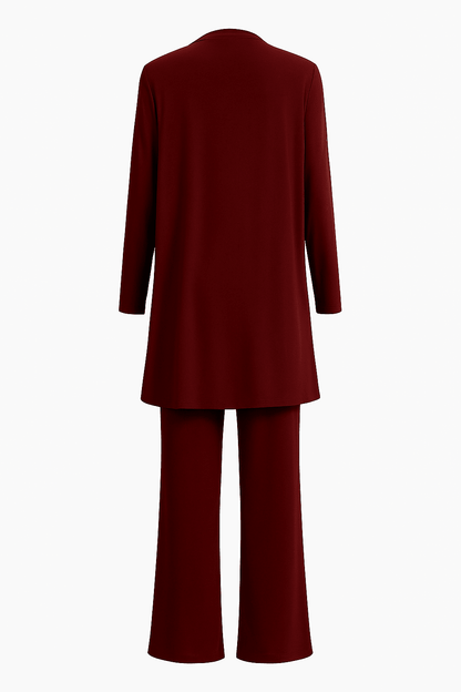 Elegant 3-piece women's clothing set featuring a lightweight and flattering design, ideal for mid-season wear, available in plus sizes. 3