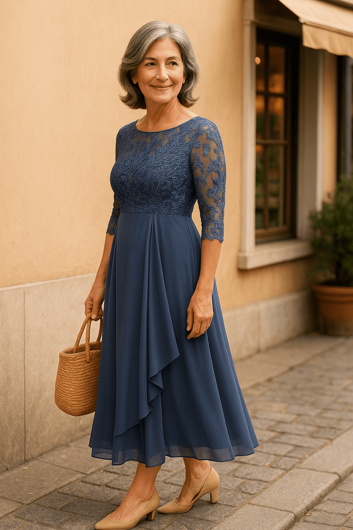 Elegant lace dress featuring a layered skirt, perfect for weddings and formal occasions, crafted from lightweight fabric for comfort and style. 6