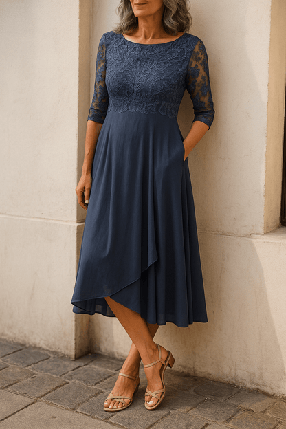 Elegant lace dress featuring a layered skirt, perfect for weddings and formal occasions, crafted from lightweight fabric for comfort and style. 8