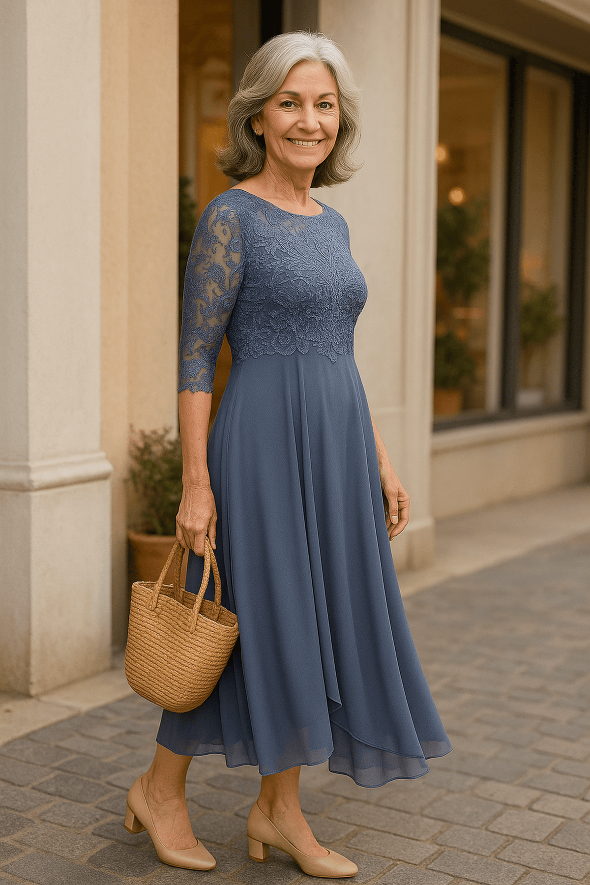 Elegant lace dress featuring a layered skirt, perfect for weddings and formal occasions, crafted from lightweight fabric for comfort and style. 5