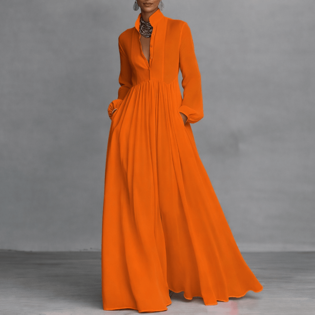 Elegant maxi dress featuring a flattering silhouette, made from lightweight fabric, with long sleeves and a classic white color, perfect for both casual outings and special occasions 5