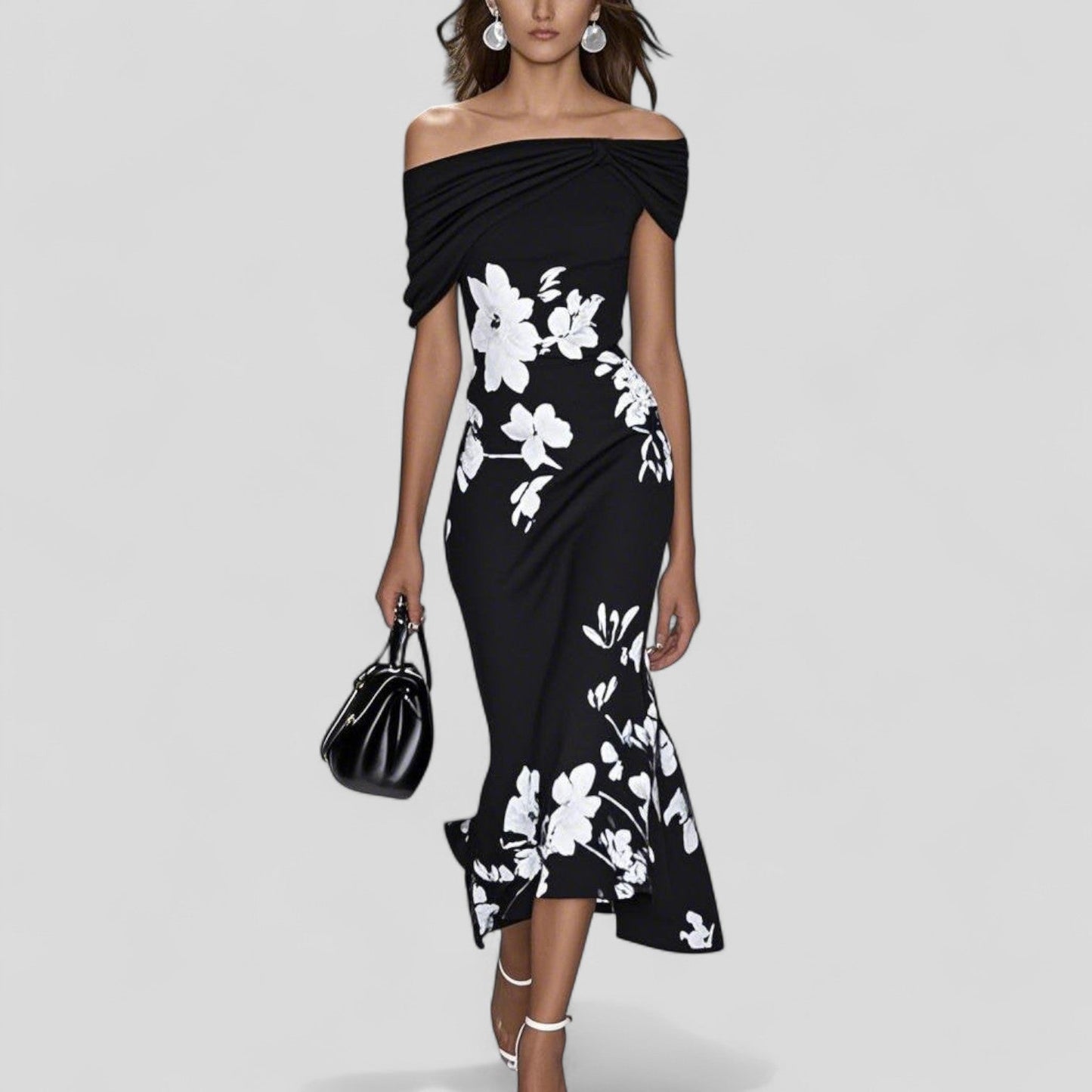 Elegant midi dress featuring a unique print and relaxed silhouette, crafted from soft breathable fabric for comfort and style. 2