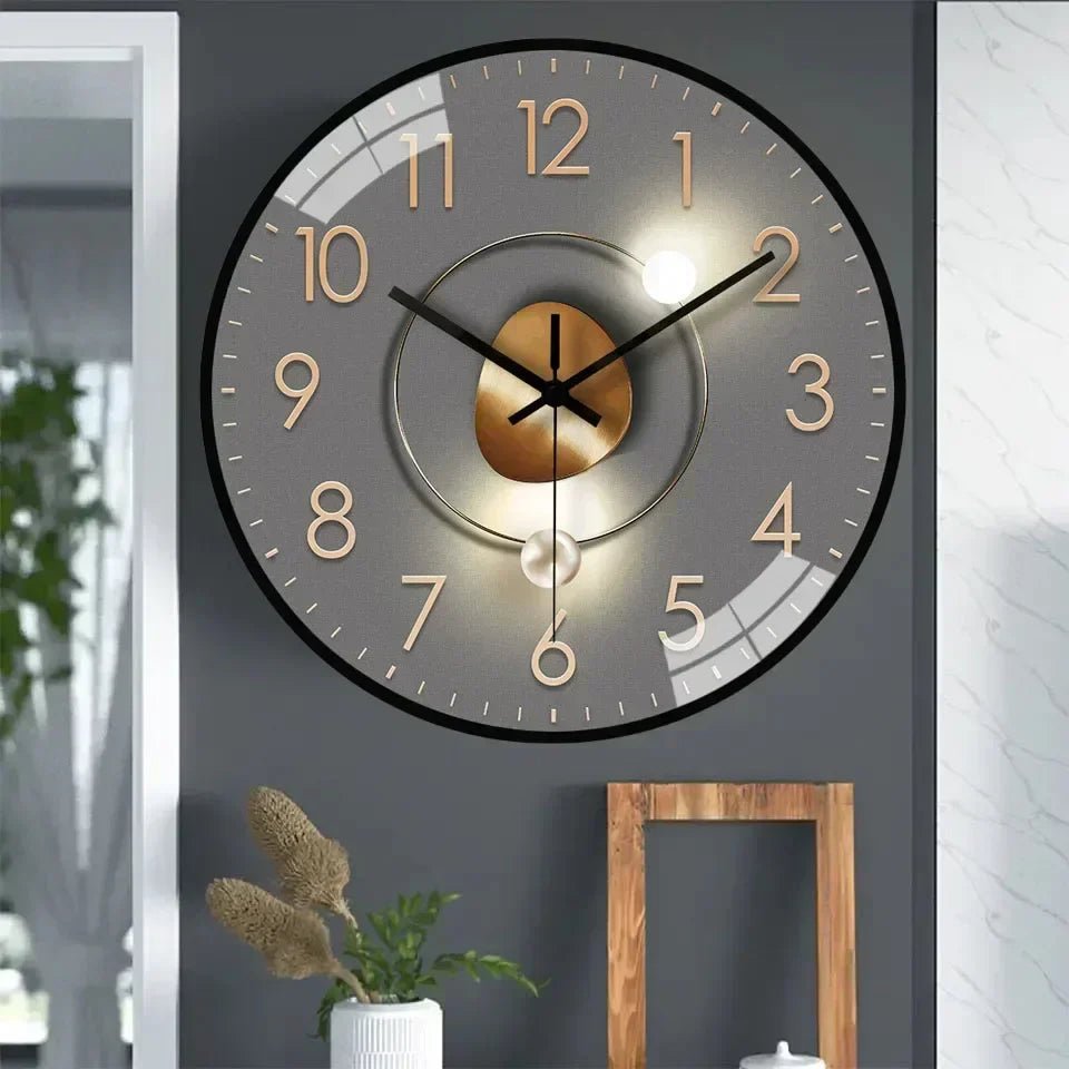 Elegant wall clock with a classic design featuring a quiet mechanism, ideal for enhancing the decor of living rooms, bedrooms, or offices, measuring 30 cm 3