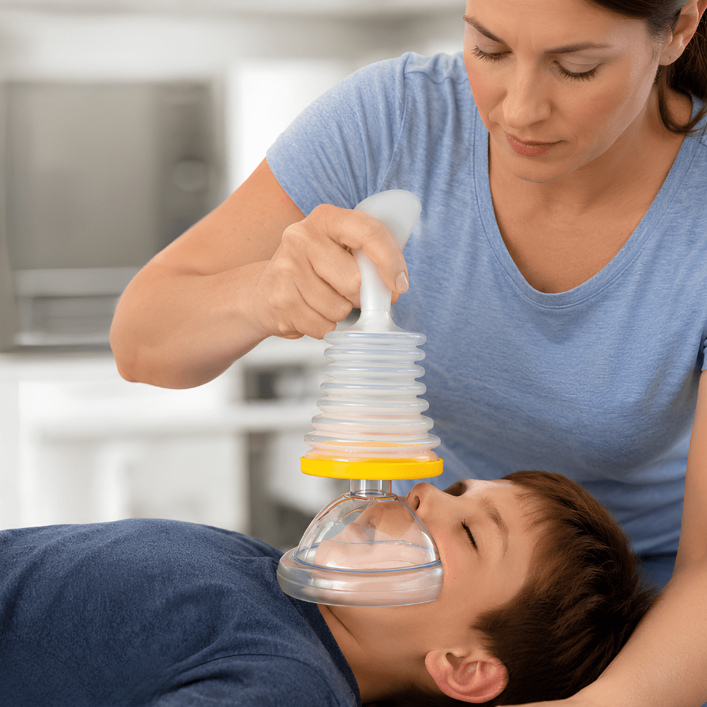 Emergency Choking Rescue Device featuring manual suction and a variety of mask sizes for effective airway clearance and lifesaving support. 1