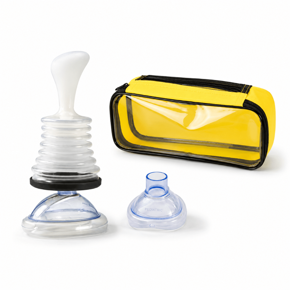 Emergency Choking Rescue Device featuring manual suction and a variety of mask sizes for effective airway clearance and lifesaving support. 6