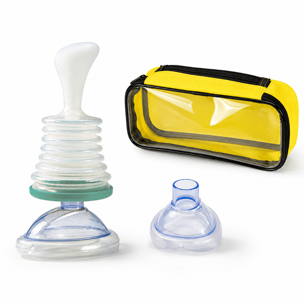 Emergency Choking Rescue Device featuring manual suction and a variety of mask sizes for effective airway clearance and lifesaving support. 4