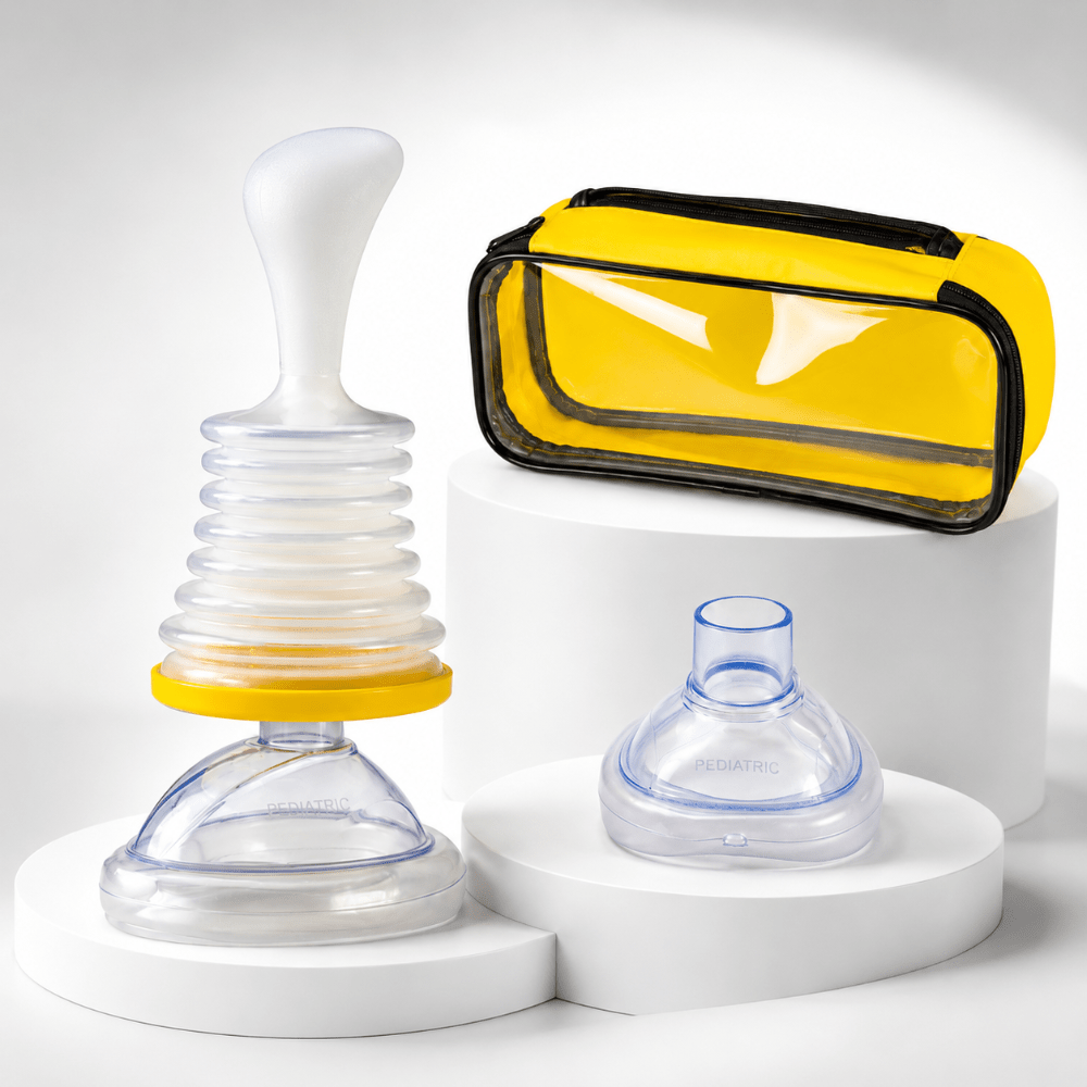 Emergency Choking Rescue Device featuring manual suction and a variety of mask sizes for effective airway clearance and lifesaving support. 0