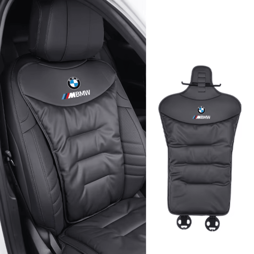 Ergonomic car seat cushion with lumbar support designed for back pain relief, featuring a breathable fabric for comfort during long drives. 2