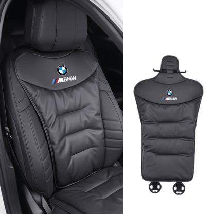 Ergonomic car seat cushion with lumbar support designed for back pain relief, featuring a breathable fabric for comfort during long drives. 2