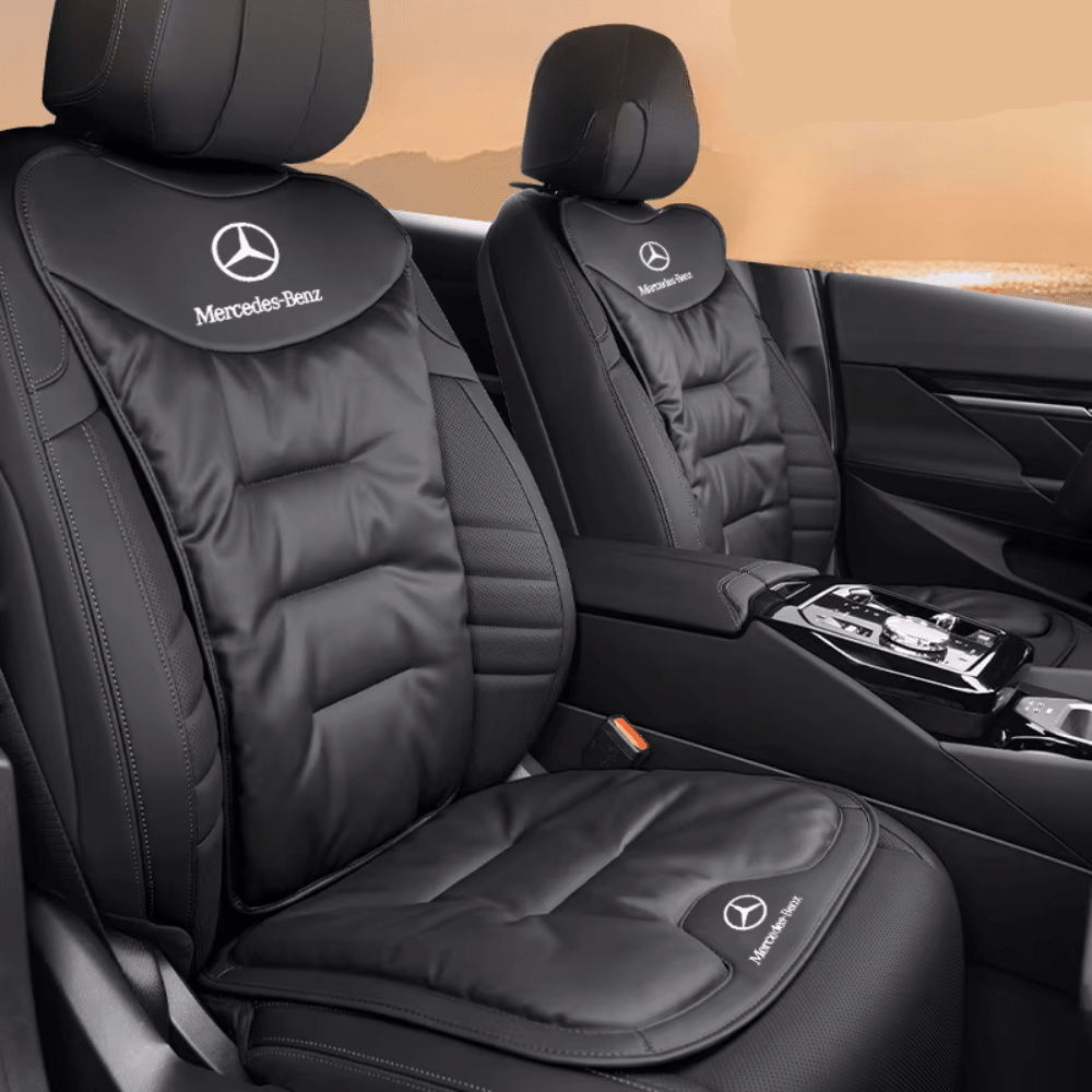 Ergonomic car seat cushion with lumbar support designed for back pain relief, featuring a breathable fabric for comfort during long drives. 1