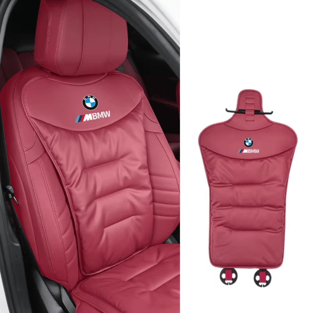 Ergonomic car seat cushion with lumbar support designed for back pain relief, featuring a breathable fabric for comfort during long drives. 5
